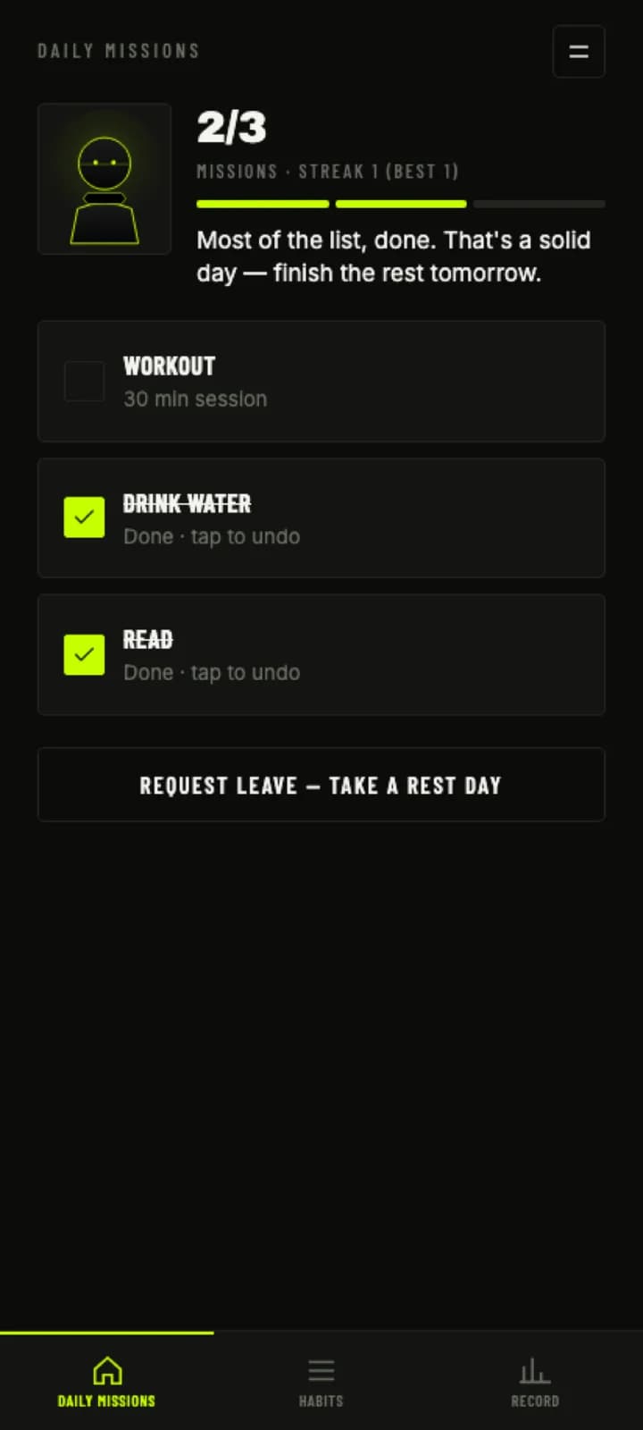 Sergeant: Daily missions